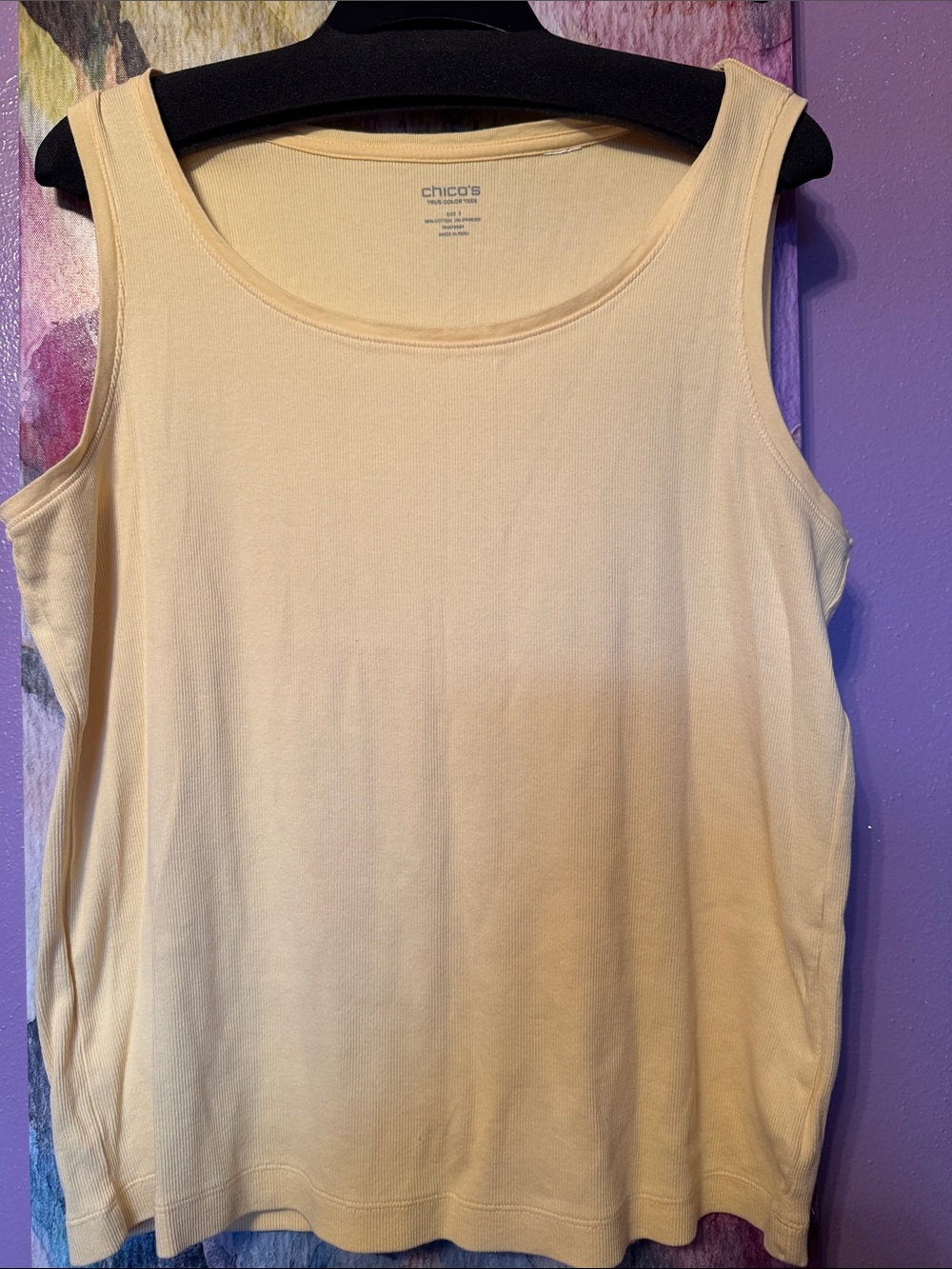 Chico's Pale Yellow Scoop Neck Tank Top